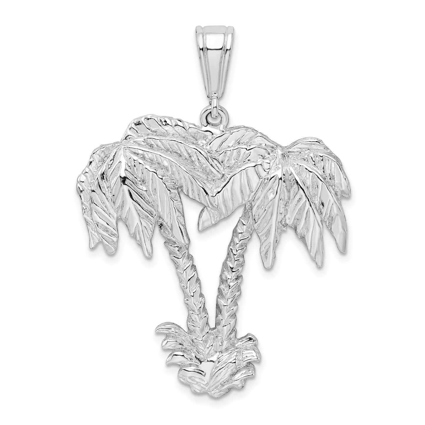 Sterling Silver Polished Palm Trees Pendant