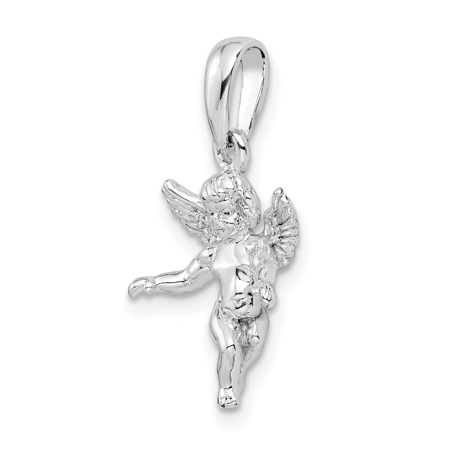 Sterling Silver Polished 3D Guardian Angel Pendant