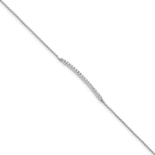 Cheryl M Sterling Silver Rhodium-plated Brilliant-cut CZ Bar 9.5 Inch Anklet with 1 Inch Extender