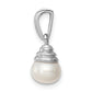 Sterling Silver Rhodium 5-6mm FW Cultured Pearl and Diamond Pendant