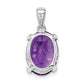 Sterling Silver Rhodium Plated Amethyst and Diamond Pendant