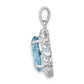 Sterling Silver Rhodium Light Swiss Blue Topaz Diamond Pendant