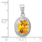 Sterling Silver Rhodium-plated Citrine and Diamond Pendant