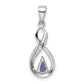 Sterling Silver Rhodium-plated Pear Shaped Tanzanite and Diamond Pendant