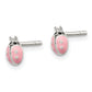 Sterling Silver Pink Enamel Kid's Ladybug Post Earrings