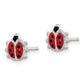 Sterling Silver Polished Enamel Ladybug Childs Post Earrings