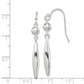 Sterling Silver Polished Bead and Elongated Oval Dangle Earrings