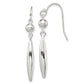 Sterling Silver Polished Bead and Elongated Oval Dangle Earrings