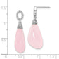 Sterling Silver Polished CZ and Pink Glass Post Dangle Earrings