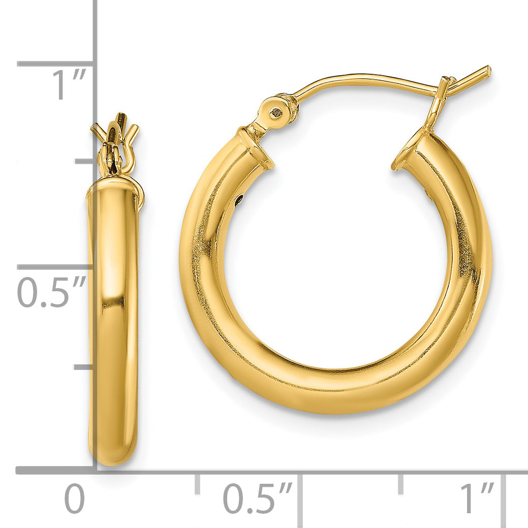 Sterling Silver Gold-Tone Polished 3x20mm Hoop Earrings