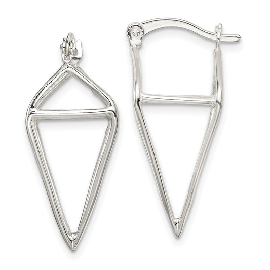 Sterling Silver 3D Triangle Hoop Earrings