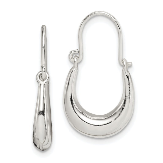 Sterling Silver Polished and Tapered Oval Hoop Earrings