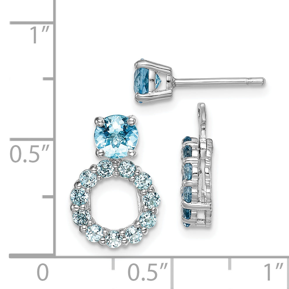 Sterling Silver Polished 5mm Blue Topaz Studs with Earring Jackets