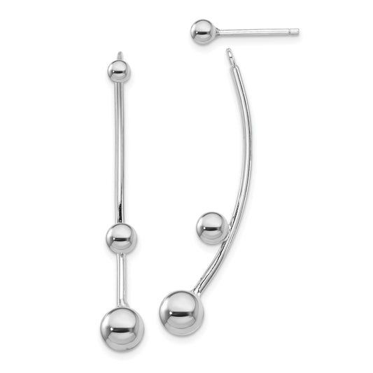 Sterling Silver RH-plated Ball and Bar Jackets with 3mm Ball Earrings