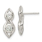 Sterling Silver Polished CZ Post Dangle Earrings