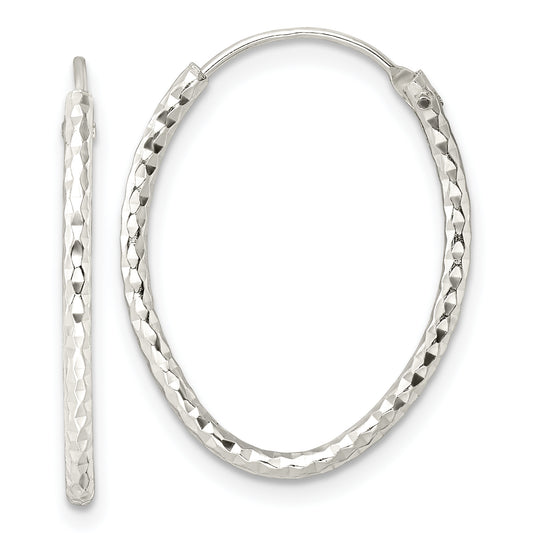 Sterling Silver Polished D/C Oval Endless Hoop Earrings