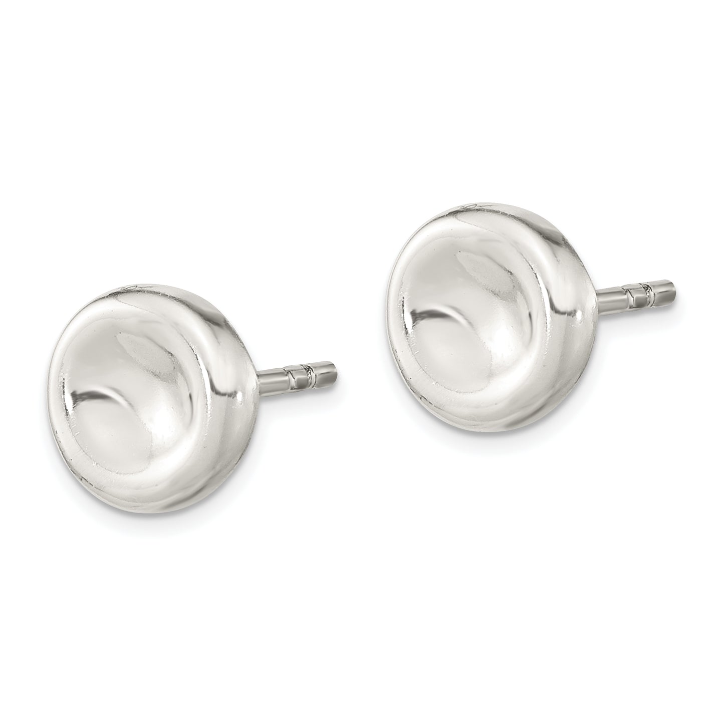 Sterling Silver Polished Puffed Circle Post Earrings