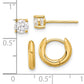 Sterling Silver Gold-tone 2.5mm Huggie Hoops/5mm CZ Stud Earrings Set