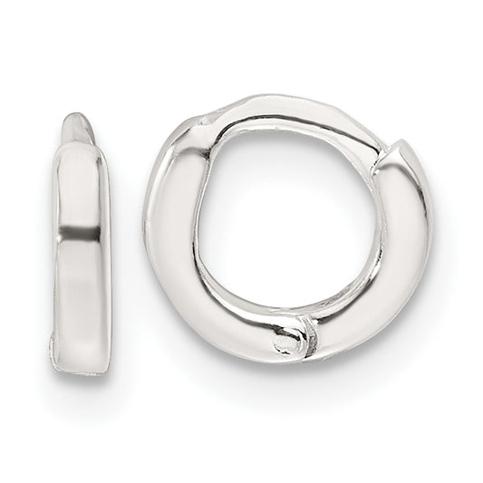 Sterling Silver Polished 8.2x1.6mm Round Hinged Hoop Earrings