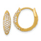 Sterling Silver Gold-tone Pavé CZ Hinged Huggie Hoop Earrings