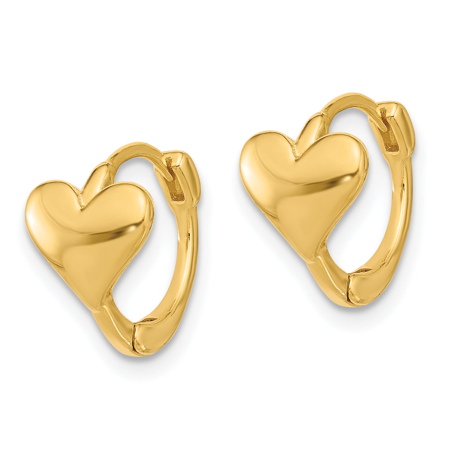 Sterling Silver Gold-tone Heart Hinged Hoop Earrings