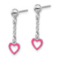Sterling Silver Madi K Polished Pink Enameled Heart Children's Post Dangle Earrings