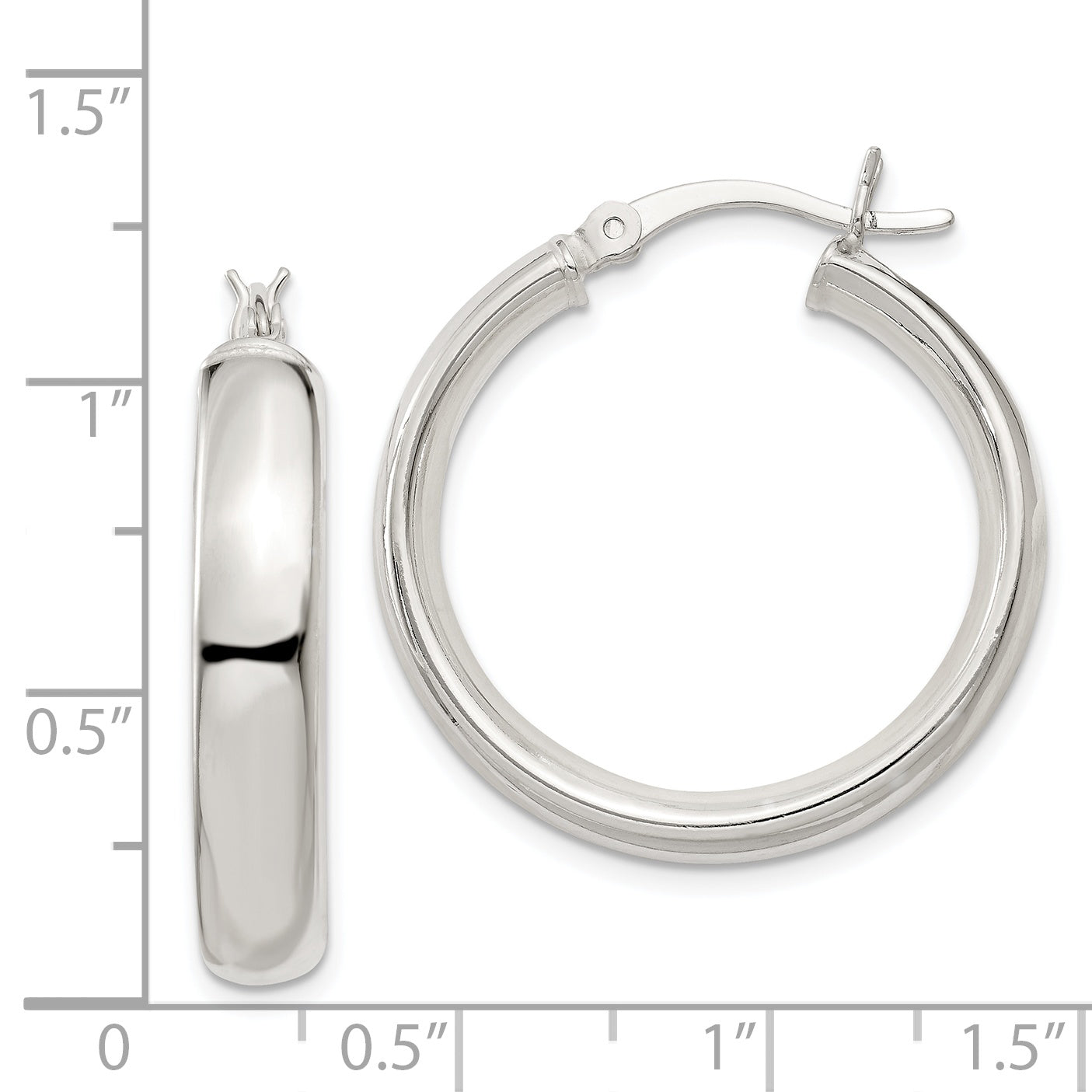 Sterling Silver 5x25mm Hoop Earrings
