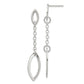 Sterling Silver Polished Marquise Shapes and Chain Post Dangle Earrings