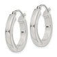 Sterling Silver 3x20mm Square Tube Hoop Earrings