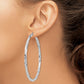 Sterling Silver Rhodium-plated 3x60mmTwisted Hoop Earrings