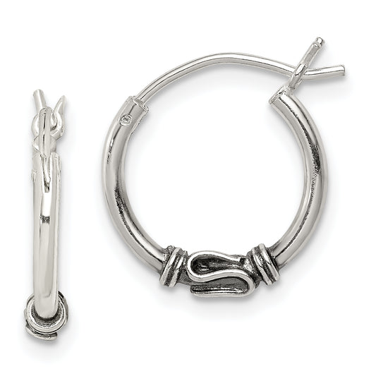 Sterling Silver Antiqued Hoop Earrings