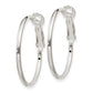Sterling Silver Polished 2x30mm Omega Back Round Hoop Earrings