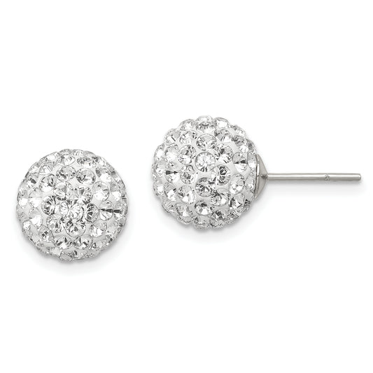 Sterling Silver 10mm Post White Stellux Crystal Ball Earrings