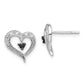 White Night Sterling Silver Rhodium-plated Black and White Diamond Heart Post Earrings