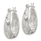 Sterling Silver Polished Filigree Oval Hoop Earrings