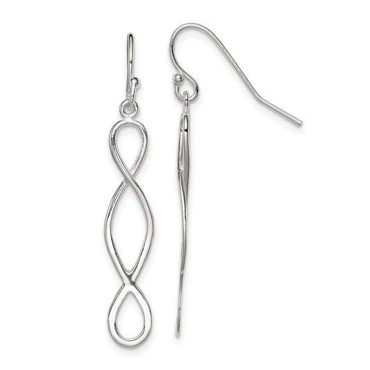 Sterling Silver Polished Twist Design Dangle Earrings