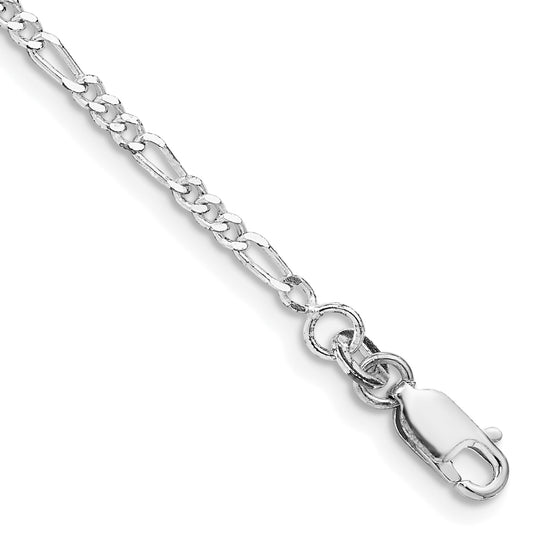 Sterling Silver Rhodium-plated 2.25mm Figaro Chain