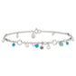 Sterling Silver Turquoise/Clear Bead/FW Cultured Pearl Anklet