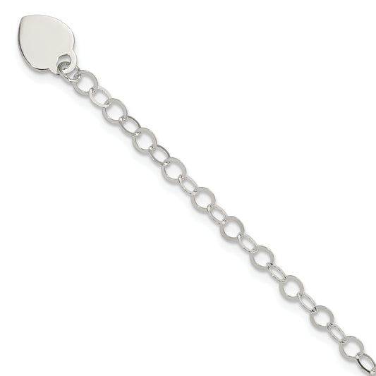 Sterling Silver Engraveable Heart Charm Childs Bracelet