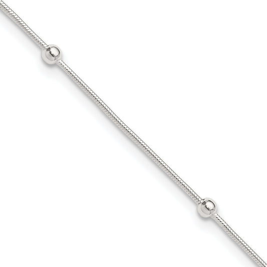 Sterling Silver 9in Plus1.5 in ext Polished Anklet