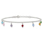 Sterling Silver Polished Multi-colored Beads 9in Plus 1in ext. Anklet