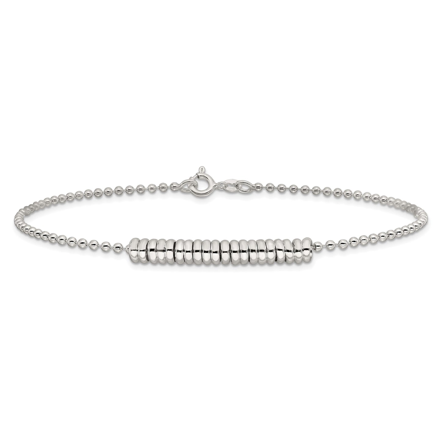 Sterling Silver 9inch Polished Fancy Love Ring Anklet