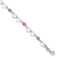 Sterling Silver Pink Beads and Polished Hearts 9 inch Anklet with 1inch extension