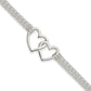 Sterling Silver Polished 3-strand with .5in. Ext. Heart Bracelet