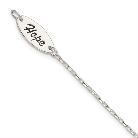 Sterling Silver Polished FW Cultured Pearl Dangle HOPE Bracelet