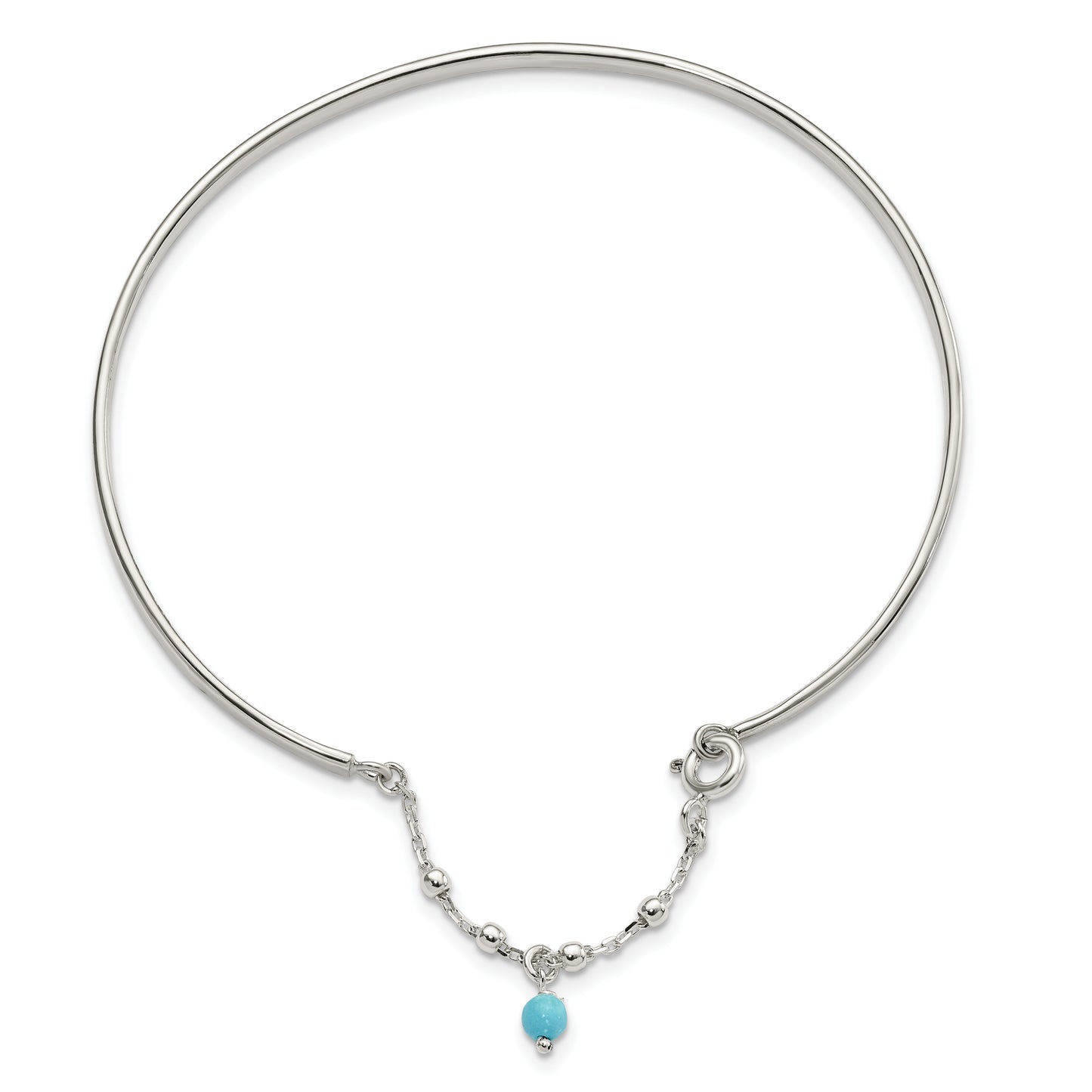 Sterling Silver Turquoise Bead Bangle Anklet