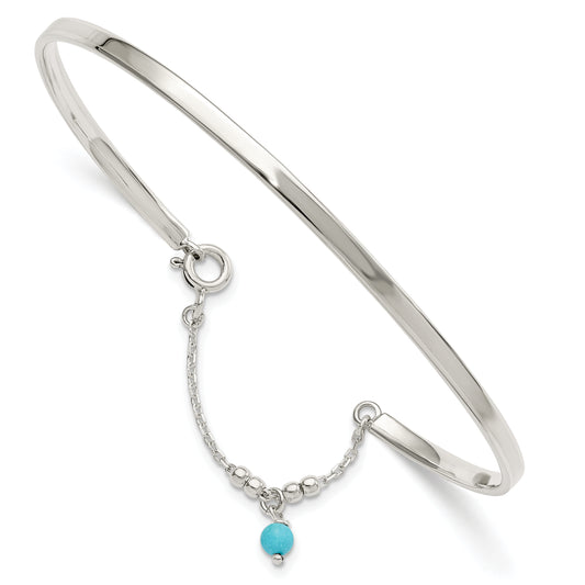 Sterling Silver Turquoise Bead Bangle Anklet