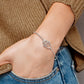 Sterling Silver Polished Heart Hamsa Adjustable Bracelet