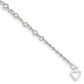 Sterling Silver Polished 9in Plus 1in ext FWC Pearl and Heart Anklet