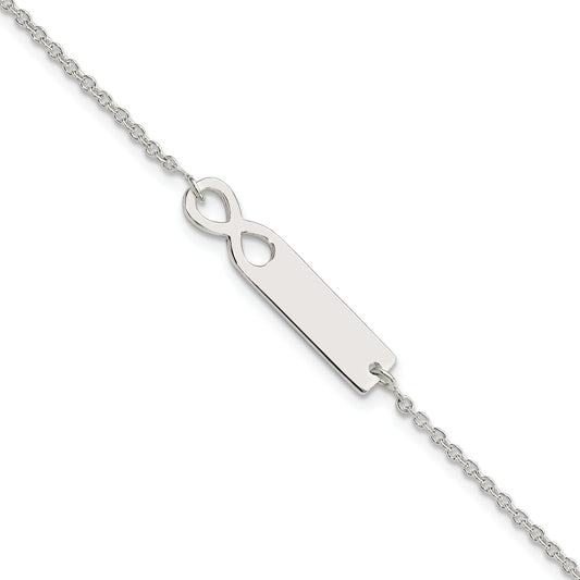 Sterling Silver Polished Infinity ID 7in Bracelet